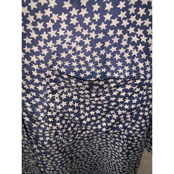 Vtg Jennifer Moore Women's Navy White Stars 100% Silk Button Down Size 2X - Picture 3 of 9